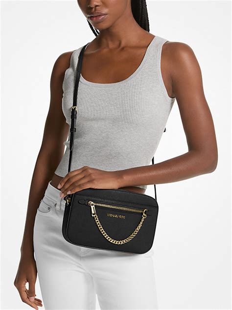 michael kors jet set saffiano black|mk jet set saffiano crossbody.